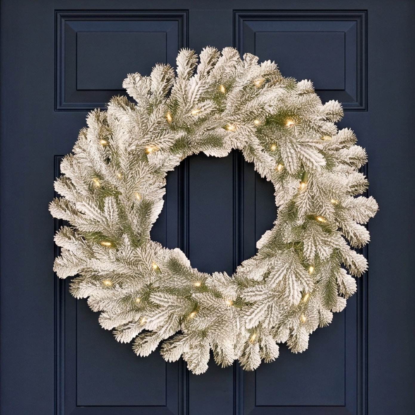 Frosted Pre-Lit Wreath, 24" H x 24" W x 5" D
