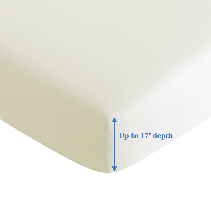 Drap-housse en rayonne élastique de toutes les saisons de Marina, Ivoire, Drap-housse de taille simple