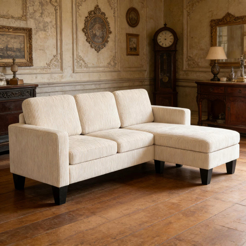 Canapé de style nordique, canapé modulaire, canapé en forme de L, Beige Corduroy