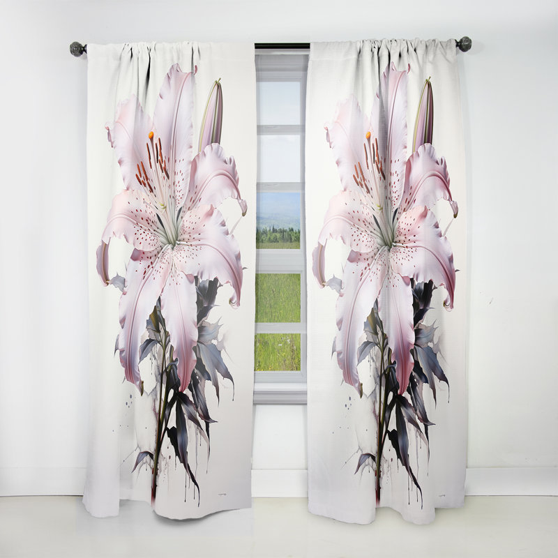Galgano Hibiscus Glimmering Beauty I - Traditional Velvet Curtain - Room Darkening - 1 Panel, 52" W x 63" L