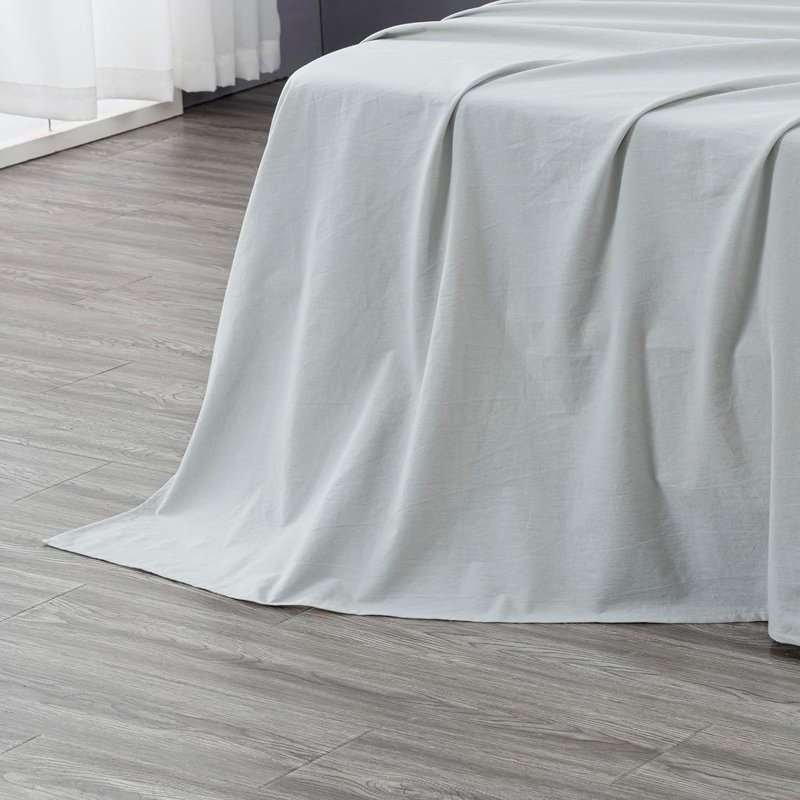 Nurit 100% Washed Cotton Sheet Set, Queen, Light Gray