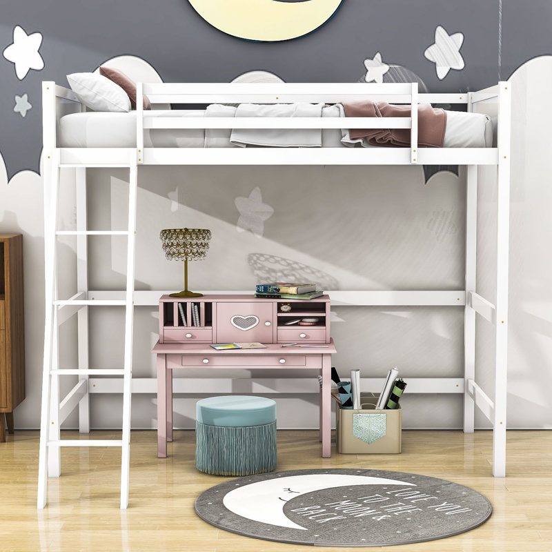 Kids Twin Loft Bed, White