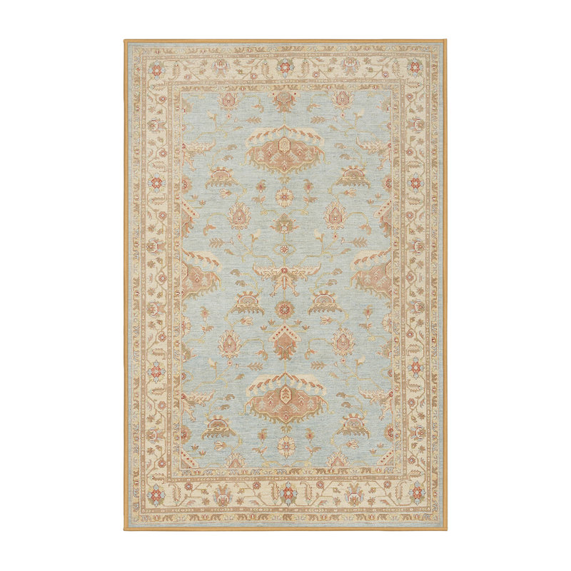 Tapis beige / bleu Demartino, Rectangle 8 pi x 10 pi