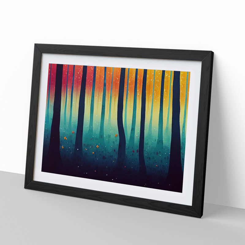 Forest In Technicolour Vol.5 - Single Picture Frame Painting, Black, 25cm H x 34cm W x 2cm D