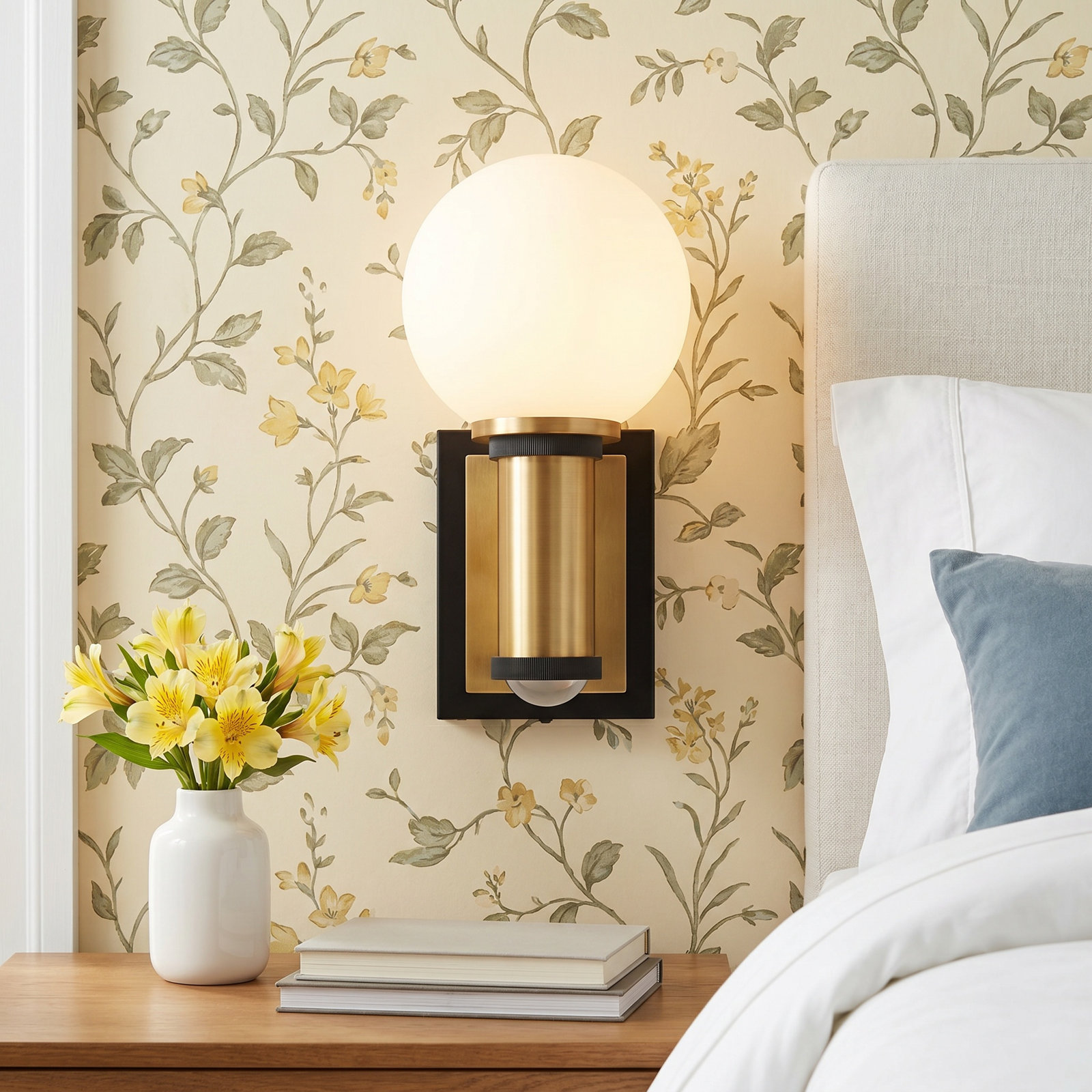 2 Light Glass Dimmable LED Armed Sconce