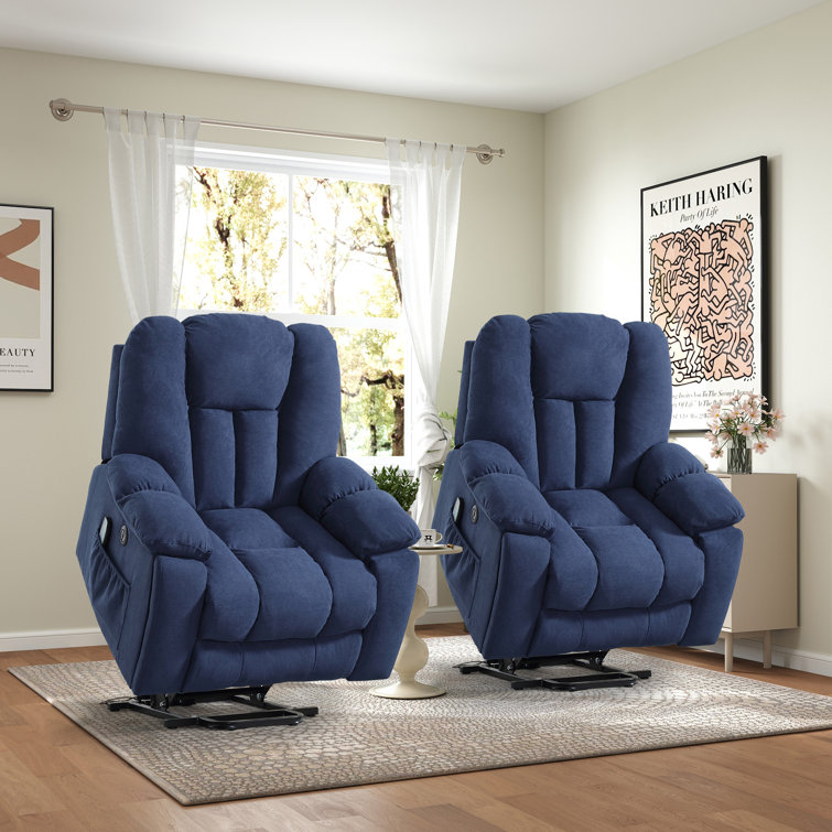 41'' Oversized Power Lift Chair - Heated Massage Electric Recliner with Super Soft Padding Set of 2