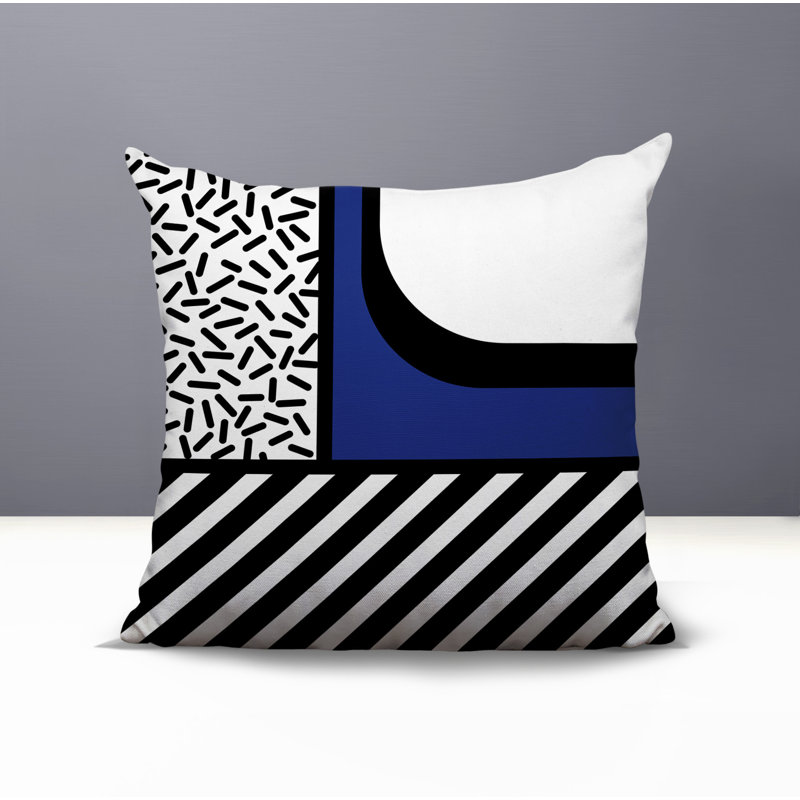Oreiller carré réversible intérieur / extérieur Jazzo, Bleu marine, Carré 20 po