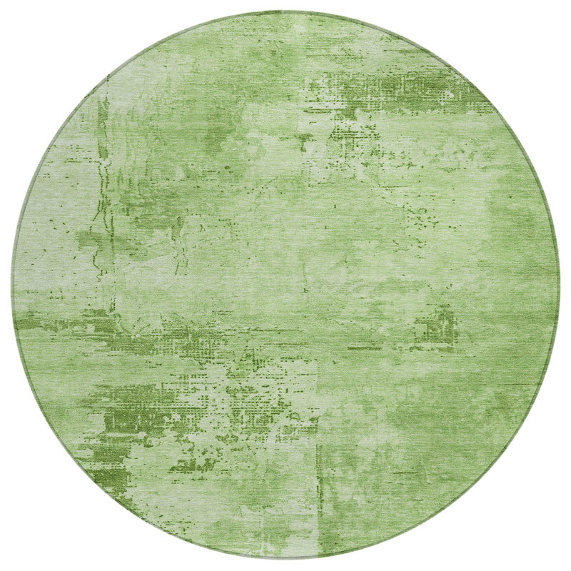 Cassiva Green Washable Indoor-Outdoor Rug - , 3' x 5'