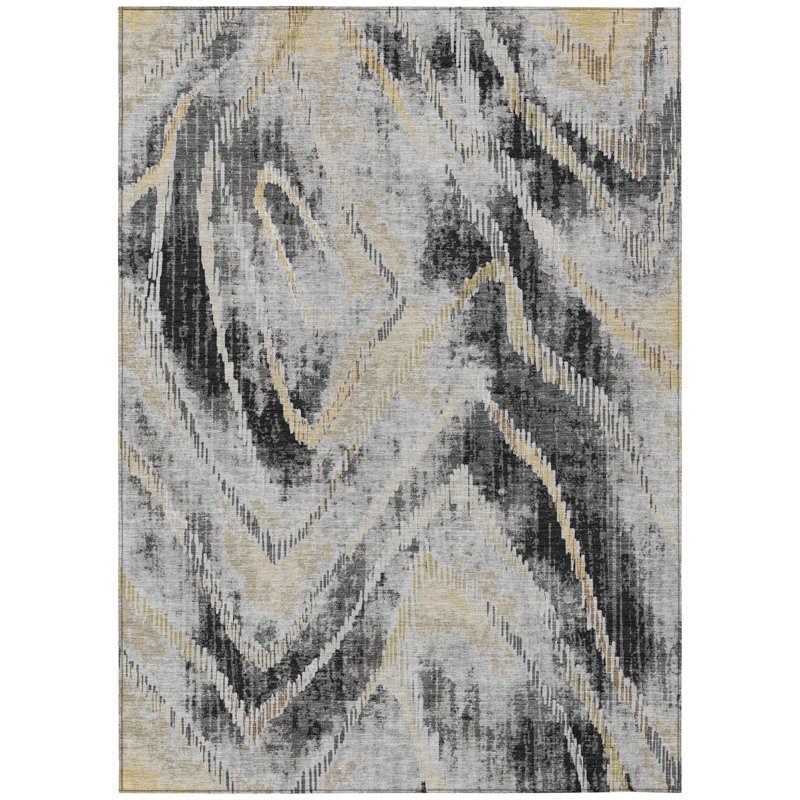 Machine Washable Indoor/Outdoor Chantille ACN2927 Modern Rug, Graphite, 3' x 5'