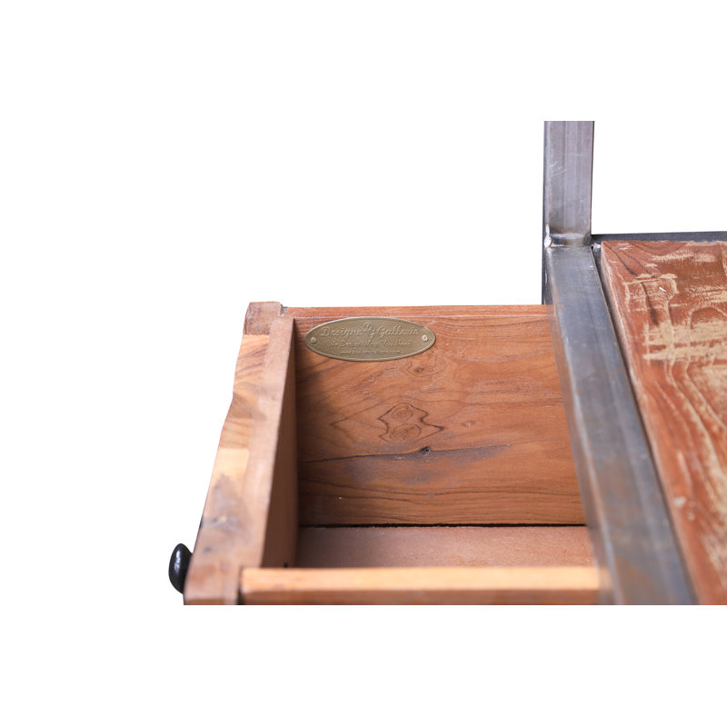 Comptoir de bar, fait de bois et de fer, 72 x 28 x 42