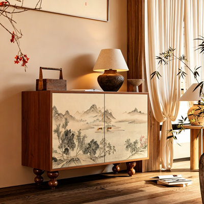 Solid Wood Entryway Cabinet with Double Doors