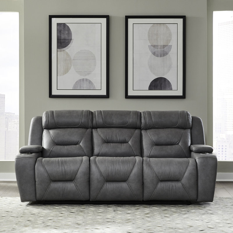Kerven Zero Gravity Power Sofa & Recliner w/ Bluetooth Speakers Set, Gray