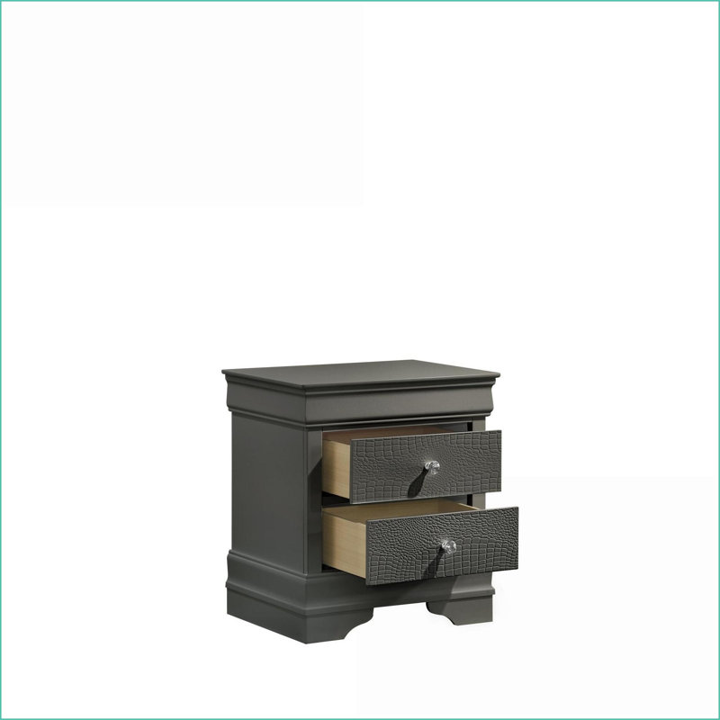 Table de chevet 2 tiroirs Blaze, Gris
