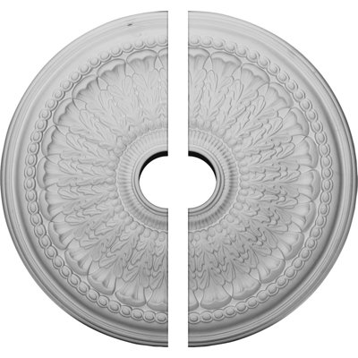 Endurathane Brunswick Ceiling Medallion, 27"OD x 4 1/2"ID x 2 1/2"P (Fits Canopies up to 4 1/2"), Two Piece, Factory Primed