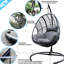 Fauteuil à œufs Pe de couleur noire pour l'extérieur et l'intérieur, avec base de coussin, coussin gris foncé à assise large, habileté de tissage artisanal - couleur généreuse et moelleuse habilement fabriquée
