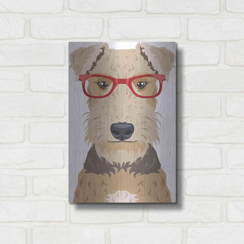 Luxeed Art Art 'Airedale Terrier portant un Hipster G Airedale Terrier portant des lunettes Hipster par - Peinture sur