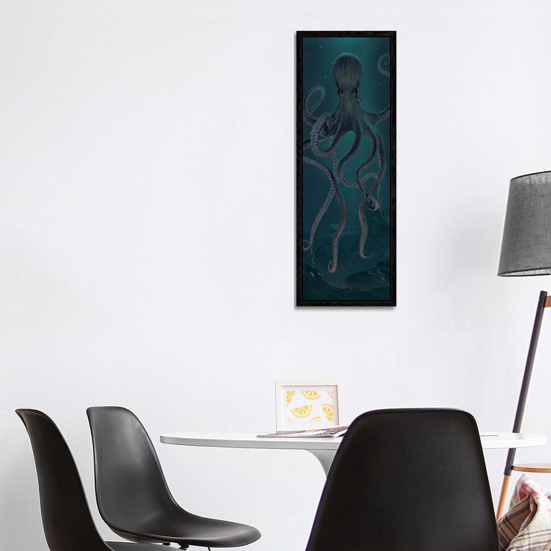 Giant Octopus by Vincent Hie - Panoramic Print on Canvas, 121.92 cm H x 40.64 cm W, Black Framed