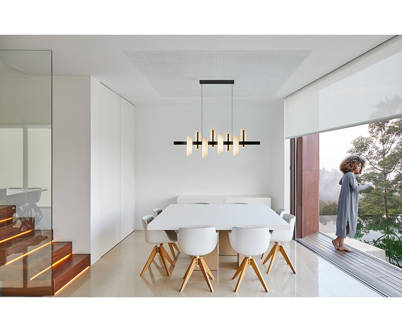 Black Note 8 - Light LED Pendant, Matte Black, Ivory White, 2700K Bulb Temperature