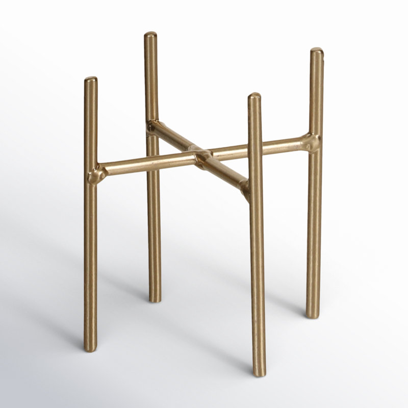 Edmon Gold 5" Metal Plant Stand, 3.75" H x 3.35" W x 3.35" D
