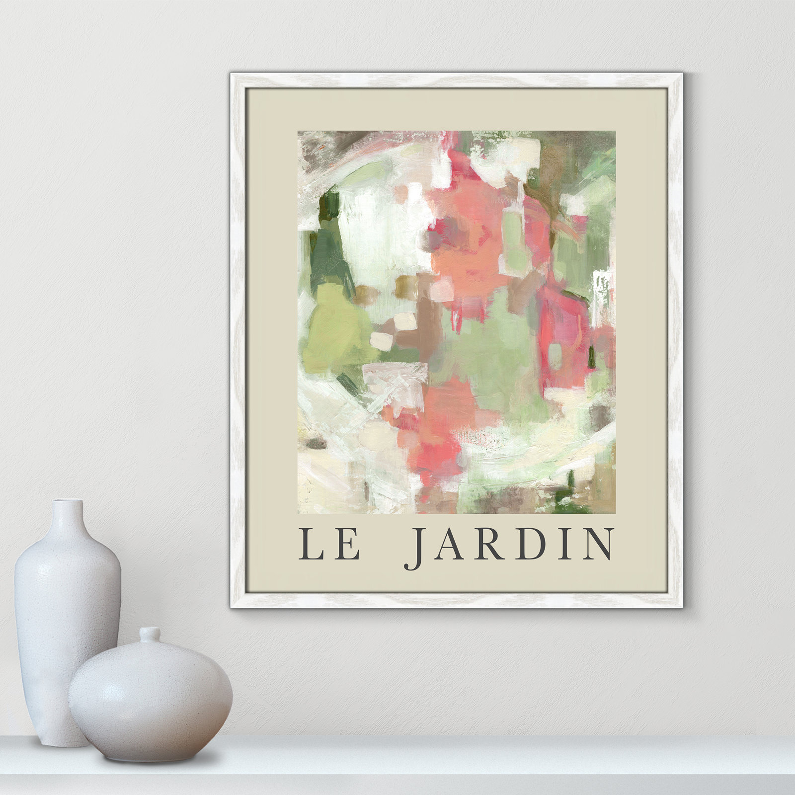 Riya "Le Jardin" Print by Carol Robinson, White Single Picture Frame, No, 25.5" H x 21.5" W x 0.75" D