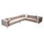 Canapé d'angle moderne avec structure en bois de hêtre et tissu 100% polyester, 122,0 po x 28,7 po x 106,3 po | Comprend 5 coussins, nettoyage à sec, coussins portables, pieds en métal noir mat | Couleur beige élégante pour les salons glamour-963947876