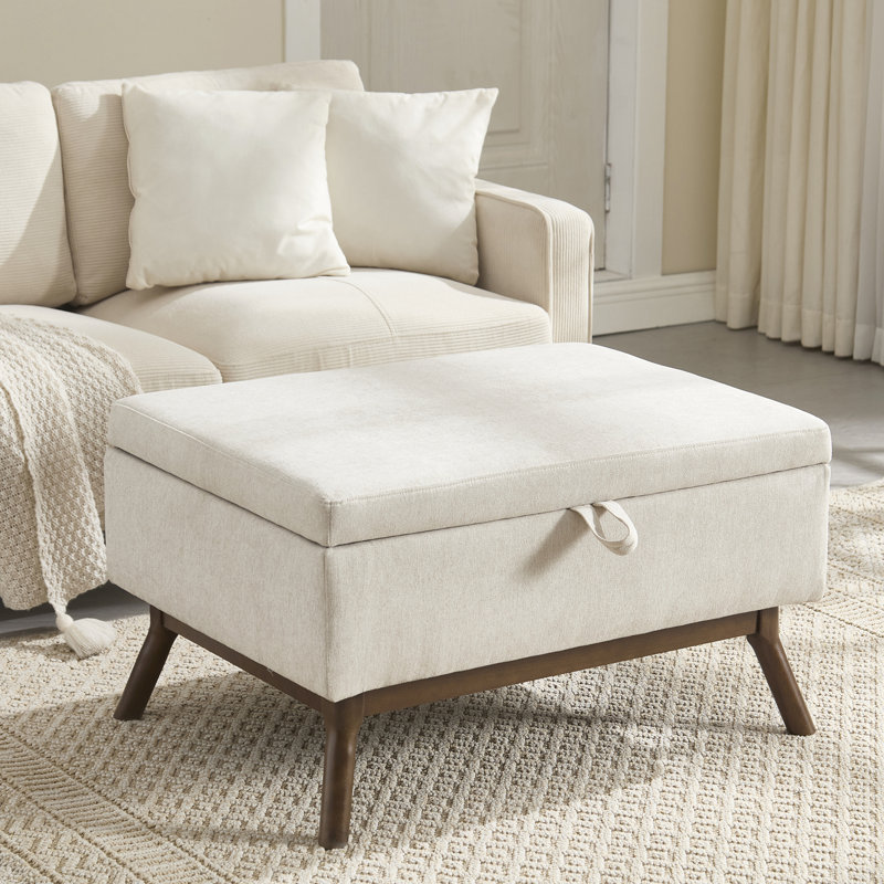 Banc de rangement Mid-Century, Beige