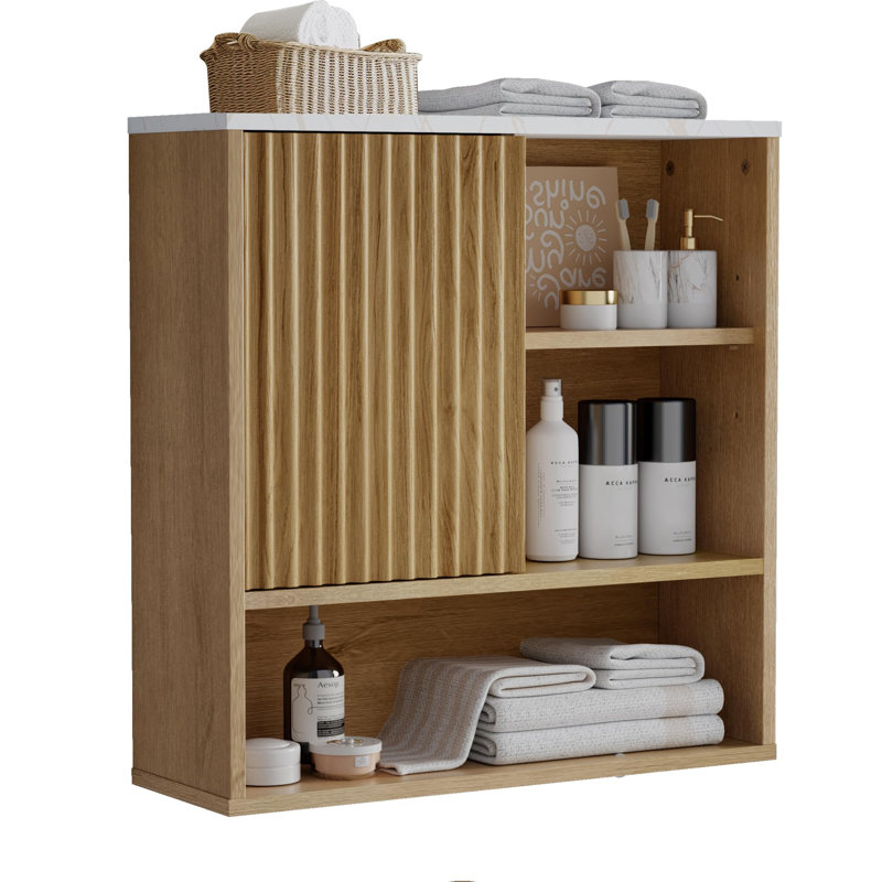 Bathroom Cabinet Wall Mounted Fluted, Wood