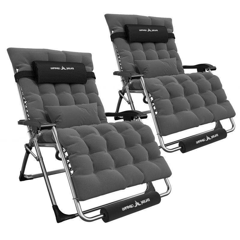 Dark Gray Oversized Zero Gravity Reclining Lounger with Cushions