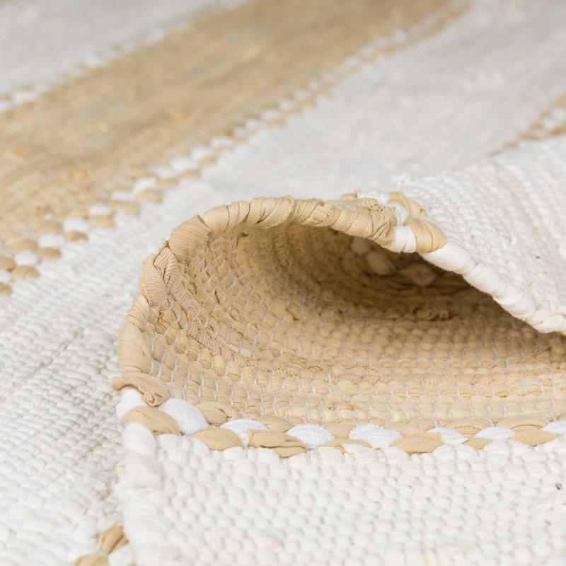 Renova Hand Loomed Cotton Rug, Beige, Rectangular 60 x 110cm
