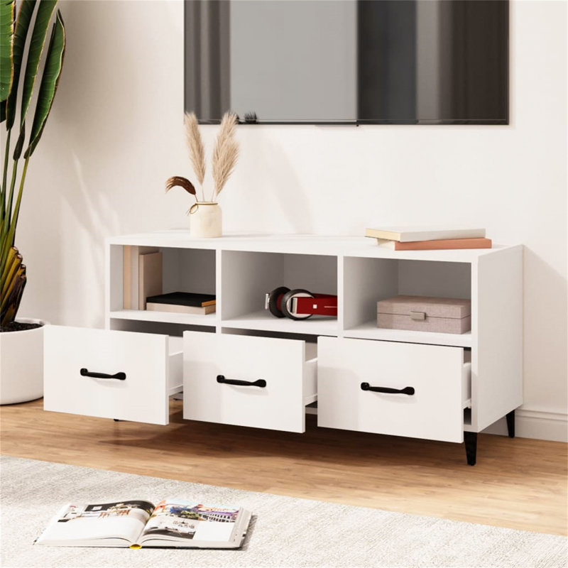 Kuiken Unfinished TV Stand for TVs up to 43", White/Black