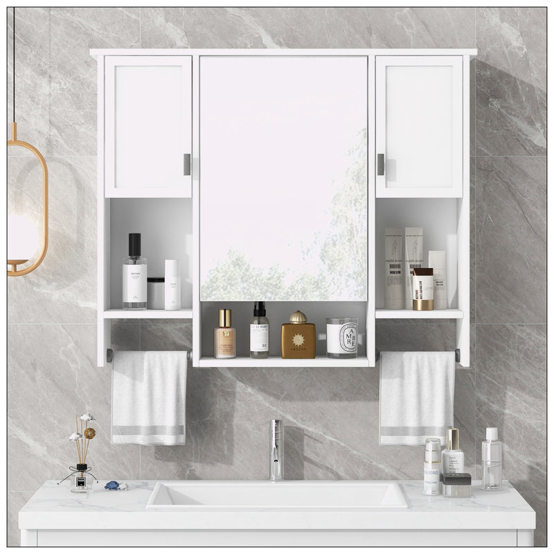 Armoire à pharmacie à miroir murale l 35,00 po H 28,70 po, Blanc