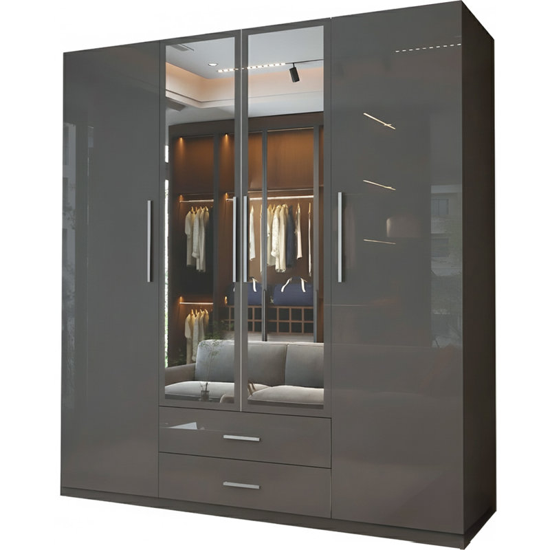 Manufactured Wood Wardrobe, Grey 160cm