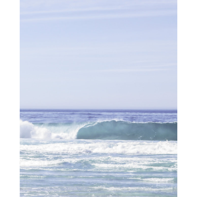 Ocean Waves Curl, plage, ciel bleu, bleu sarcelle, cyan, bord de mer, H 16 po x l 24 po x P 1,5 po