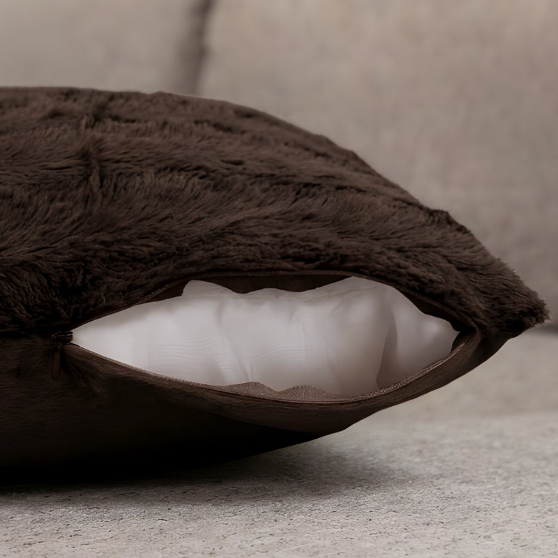 Faux Fur Throw Pillow, Brown