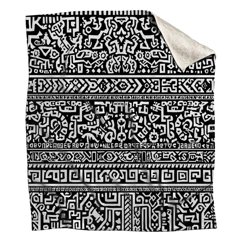 Couvertures à motif tribal noir et blanc, L 60 po x H 80 po