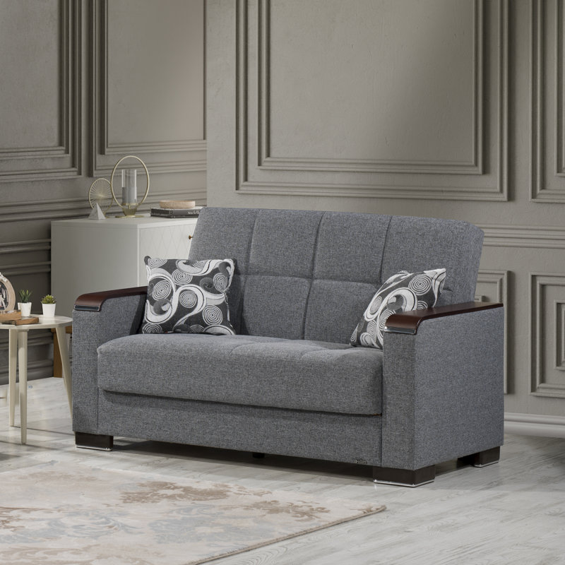 Annalice 65 in. Fabric 2-Seater 3-in-1 Sleeper Loveseat Sofa Bed with Storage, Chenille Gray