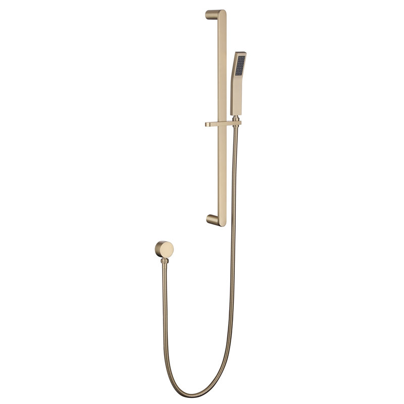 Douche murale en acier inoxydable avec barre coulissante réglable et douchette haute pression, Or brossé