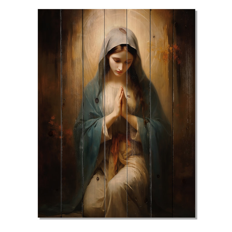 Joyce - impression spirituelle sur bois de pin naturel, H 32 po x l 24 po
