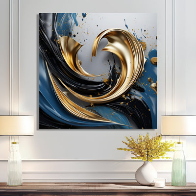 Evolving Gold Flow - encre liquide, impression d'art abstrait mural