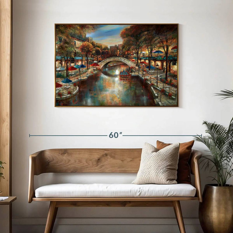 Soirée sur le canal, Cadre flottant doré, 43 po x 29 po