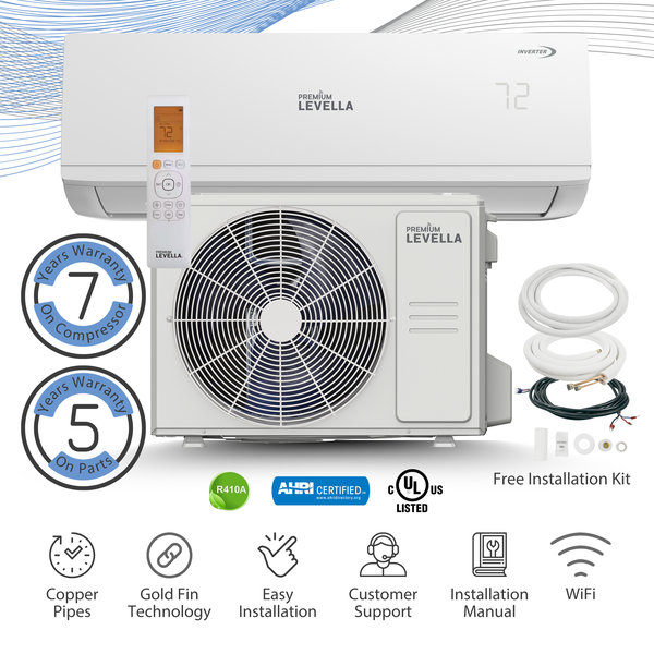Premium Levella 9,000 BTU Smart Split Air Conditioner with Heater and Remote