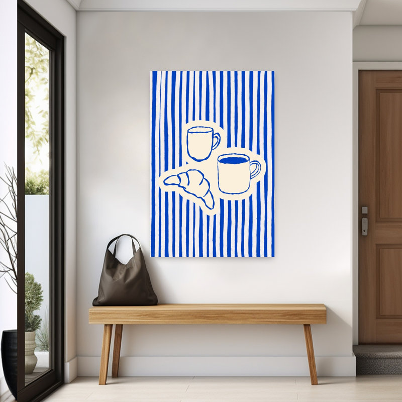 «Blue Stripe Breakfast», reproduction d'art murale, 60" H x 40" W