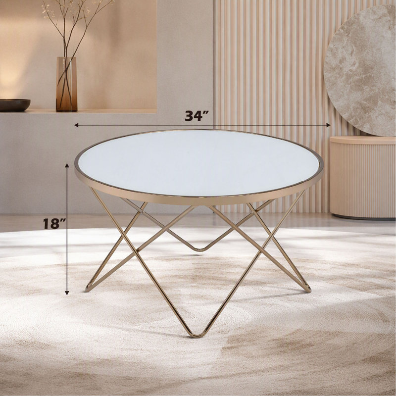 Table basse ronde Brielle en verre dépoli