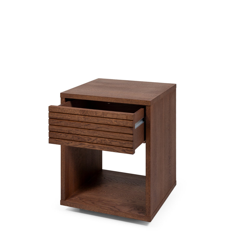 Table de chevet / table de chevet en bois massif noyer avec 1 tiroir