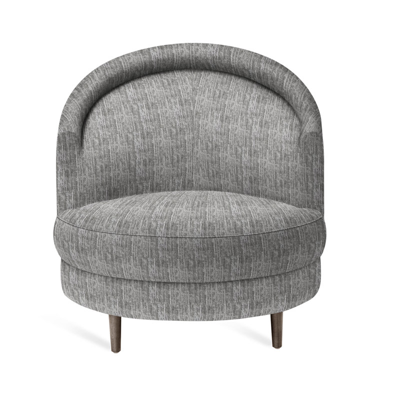 Fauteuil demi-tonneau l 34 po Capri, Gris glacé, Chenille en plumes
