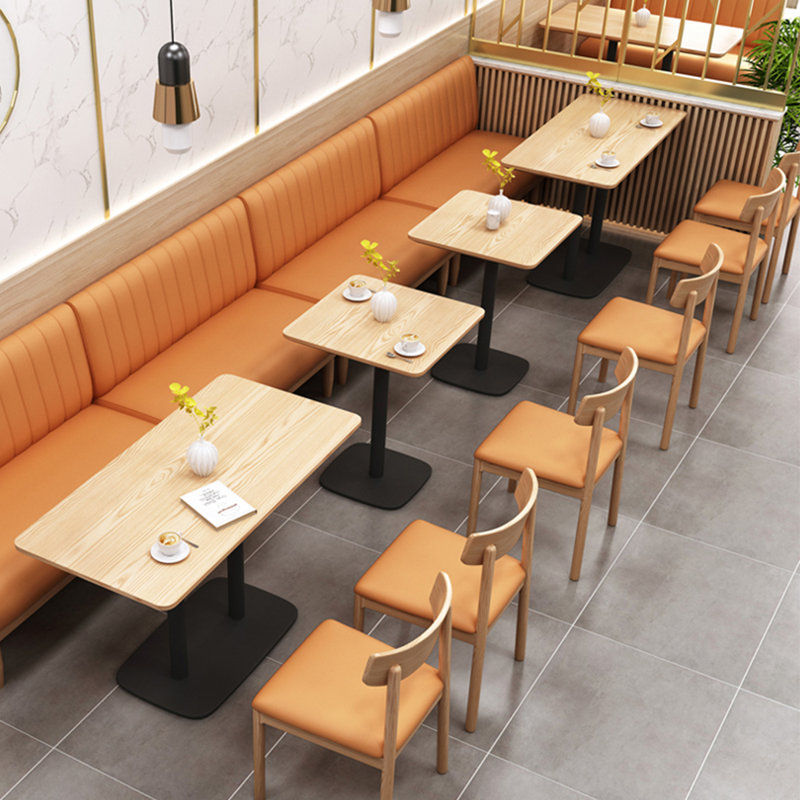 Banc rembourré en similicuir Modern Simple Cafe, Orange