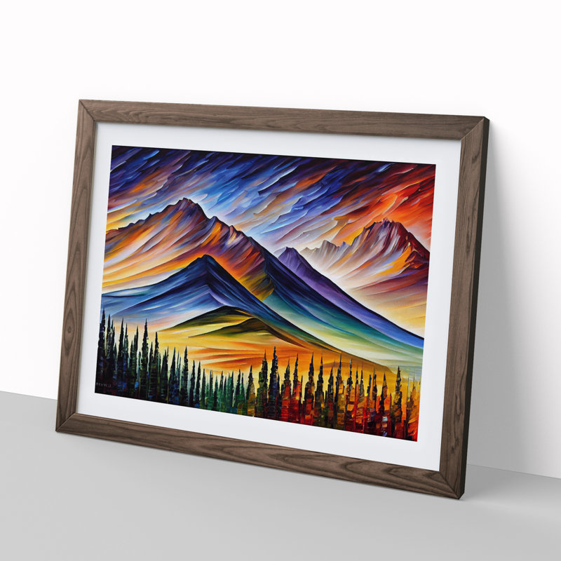 Mountain View Vol.5 Abstract - Framed Print, 34cm H x 46cm W x 2cm D, Walnut Framed
