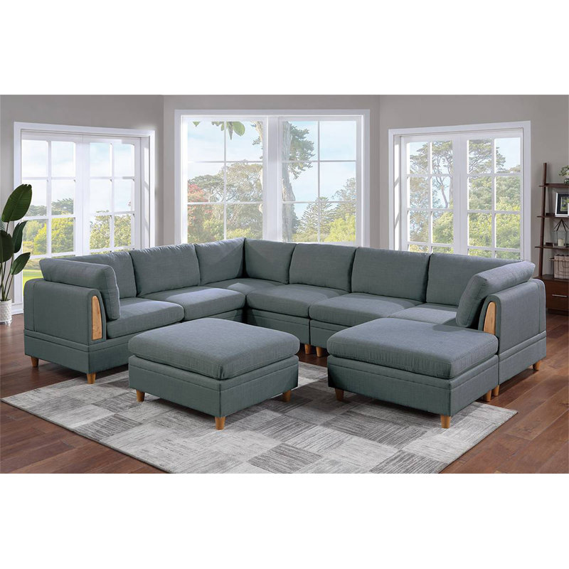 Ensemble de canapé modulaire 8 pièces Dorris Steel Couch 3X Wedges