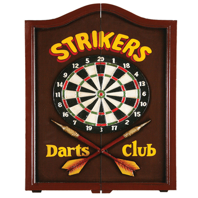 Strikers Solid Wood Dartboard Cabinet with Hand-Painted Finish