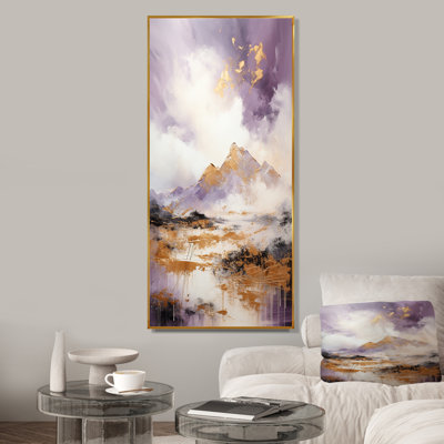 Purple Lake And Mountain VII - Abstract Landscape Wall Art